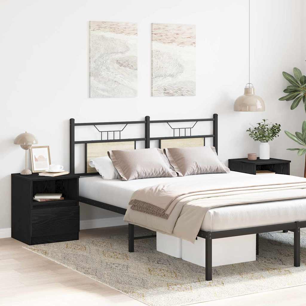 Šalia lovos spintelė 2 pcs juoda ąžuolo 40 x 40 x 50 cm