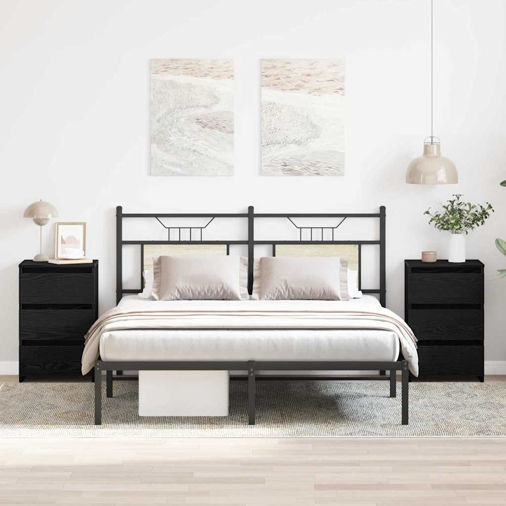 Šalia lovos spintelė 2 pcs juoda ąžuolo 40 x 35 x 62.5 cm