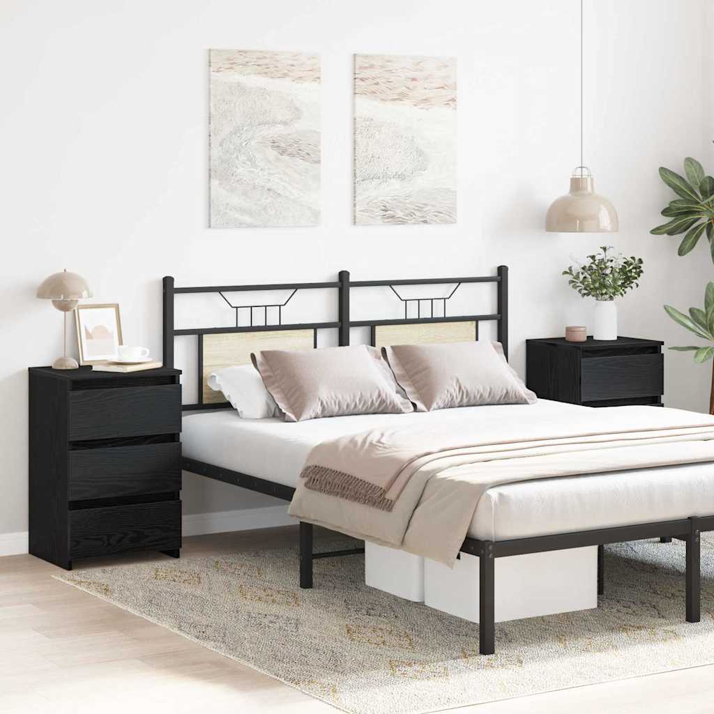 Šalia lovos spintelė 2 pcs juoda ąžuolo 40 x 35 x 62.5 cm