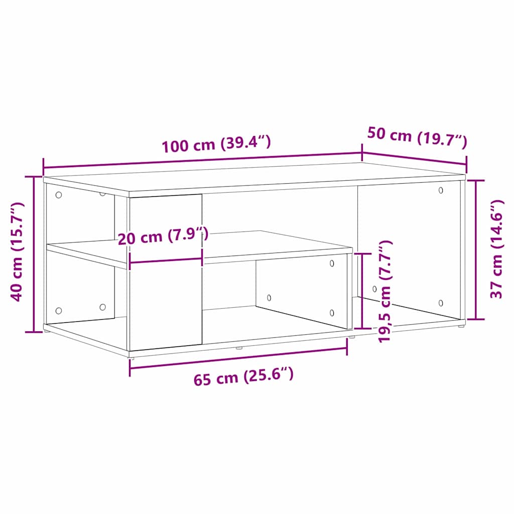 Kavos staliukas Juodas ąžuolas 100 x 50 x 40 cm