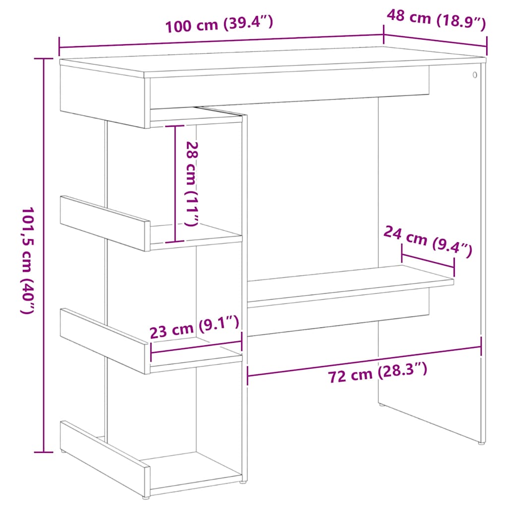 Baro stalas Juodas ąžuolas 100 x 48 x 101,5 cm Apdirbta mediena