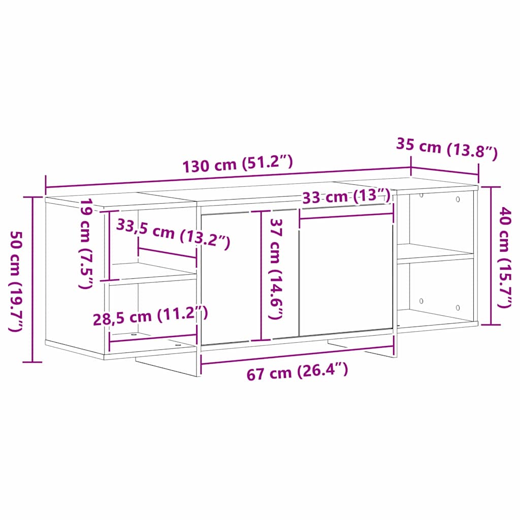 Televizoriaus spintelė Juodas ąžuolas 120 x 30 x 40,5 cm
