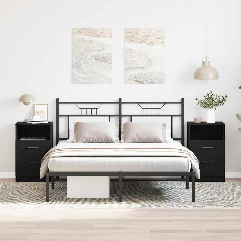 Šalia lovos spintelė 2 pcs juoda ąžuolo 40 x 35 x 65 cm