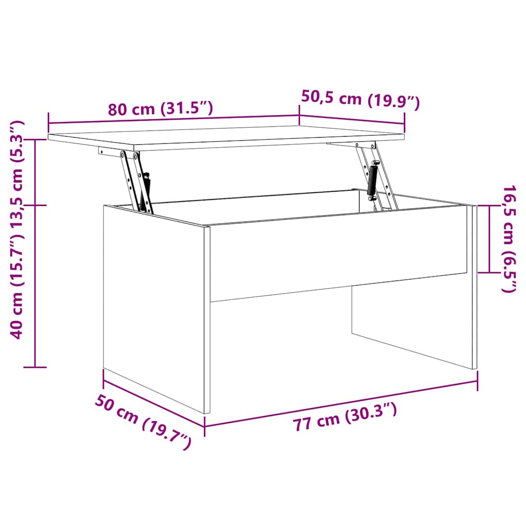 Kavos staliukas Juodas ąžuolas 80 x 50,5 x 41,5 cm