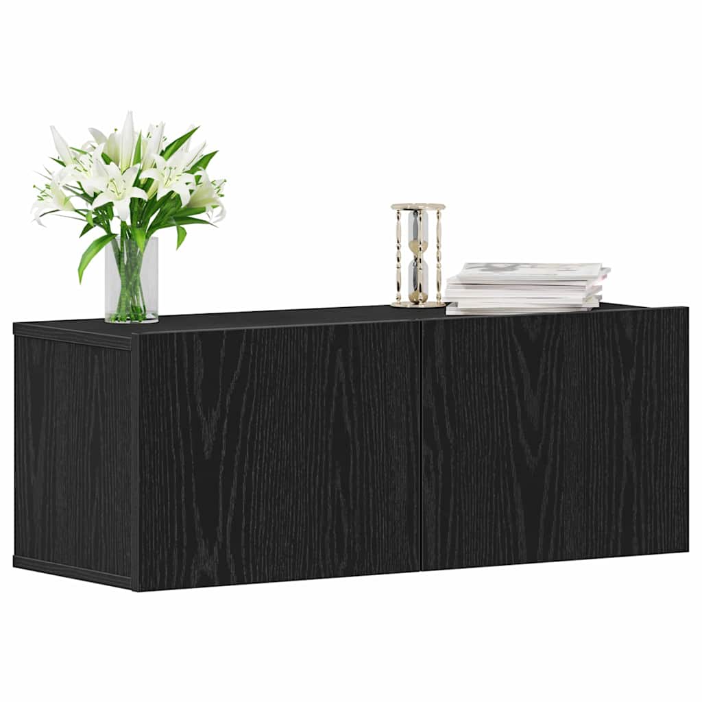 Televizoriaus spintelė 2 pcs Juodas ąžuolas 80 x 30 x 30 cm