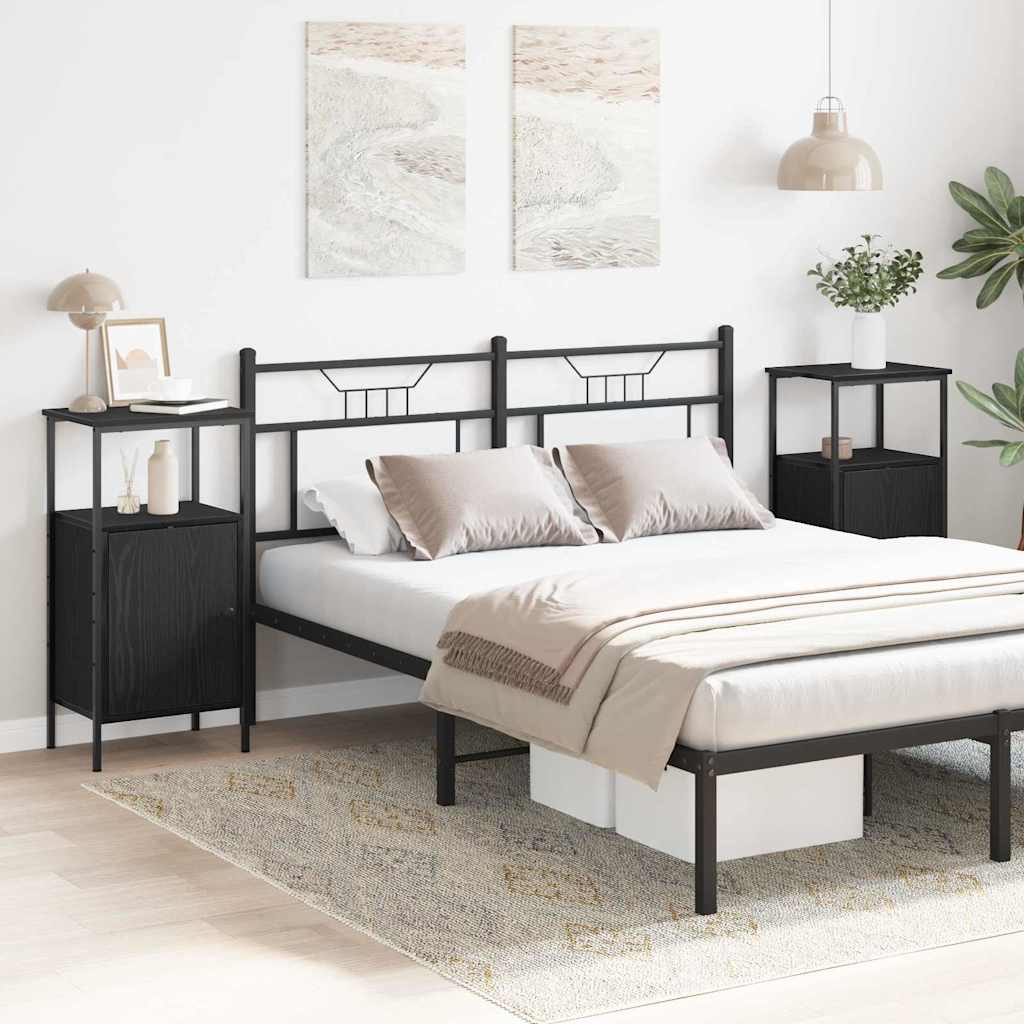 Šalia lovos spintelė 2 pcs juoda ąžuolo 41 x 31 x 80 cm