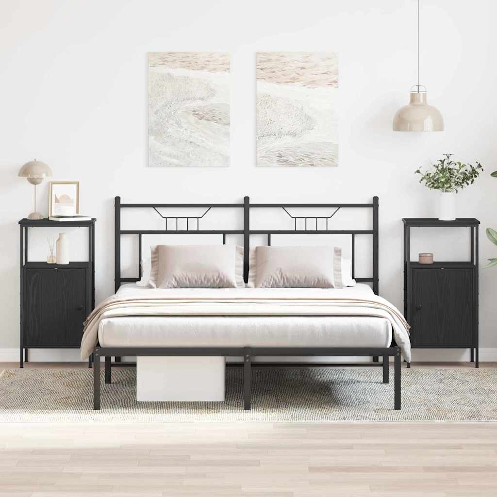 Šalia lovos spintelė 2 pcs juoda ąžuolo 41 x 31 x 80 cm