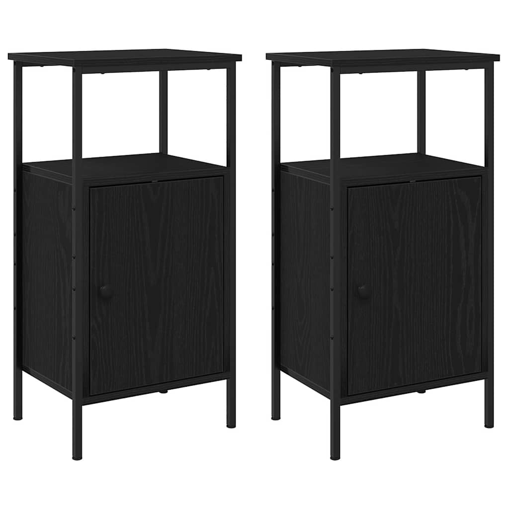 Šalia lovos spintelė 2 pcs juoda ąžuolo 41 x 31 x 80 cm