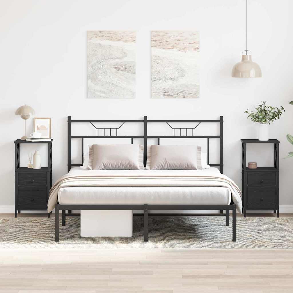 Naktinis staliukas 2 pcs juoda ąžuolo 34 x 35.5 x 70 cm