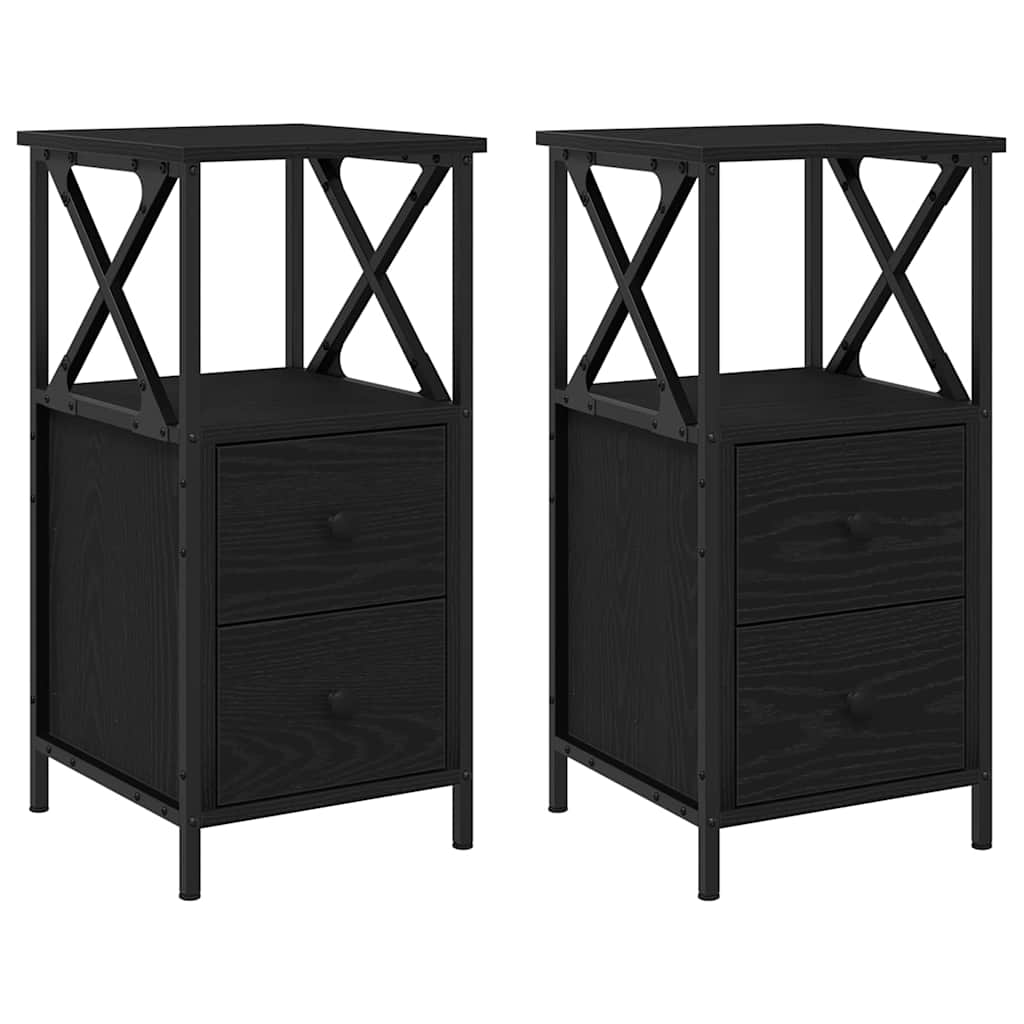 Naktinis staliukas 2 pcs juoda ąžuolo 34 x 35.5 x 70 cm