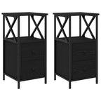 Naktinis staliukas 2 pcs juoda ąžuolo 34 x 35.5 x 70 cm