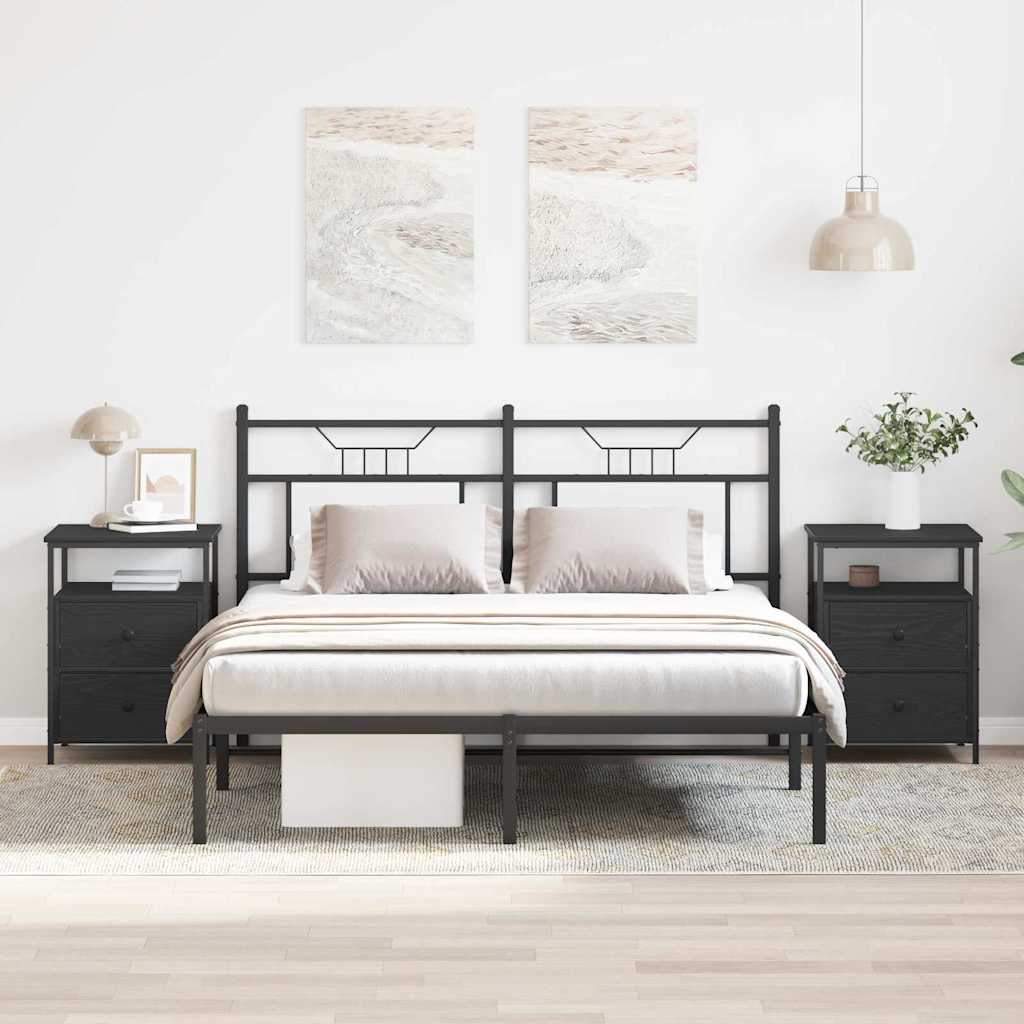 Naktinis staliukas 2 pcs juoda ąžuolo 44 x 45 x 60 cm