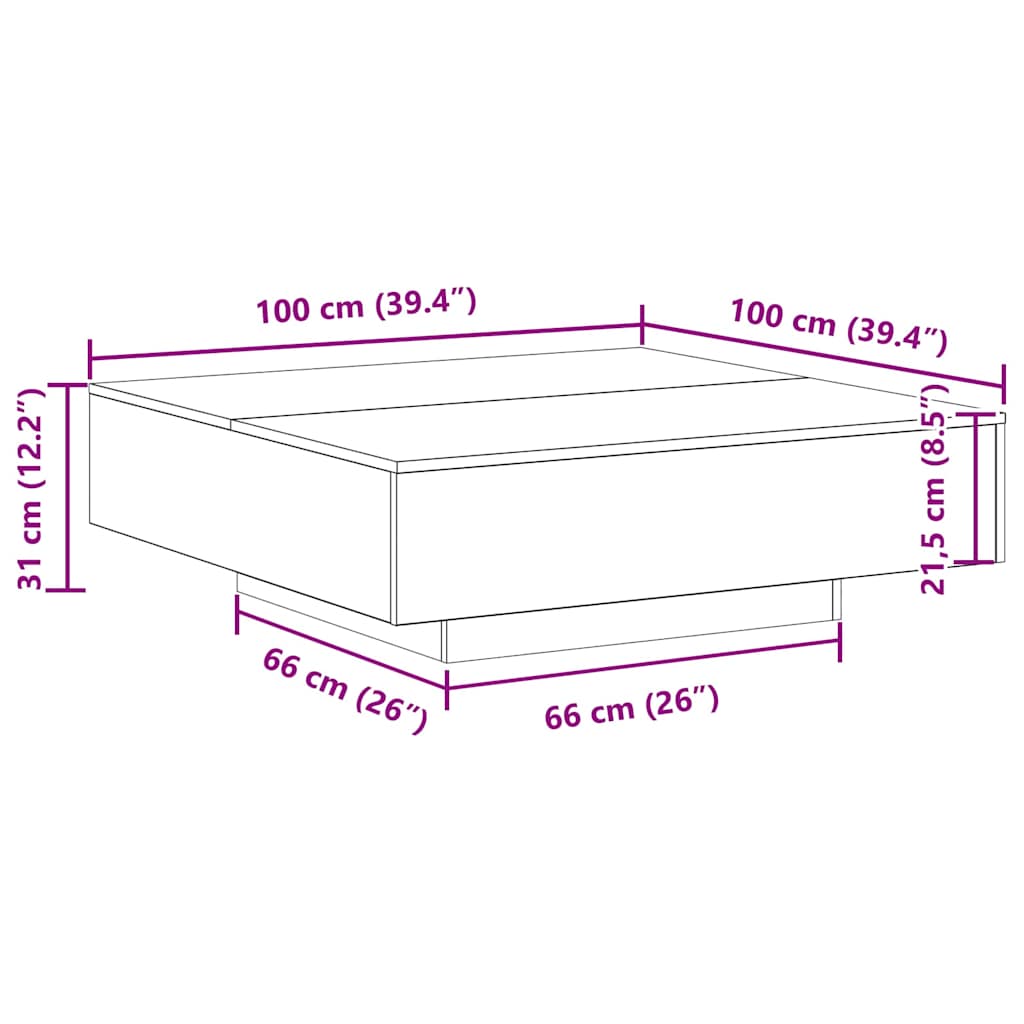 Kavos staliukas Amatininkų ąžuolas 100 x 100 x 31 cm