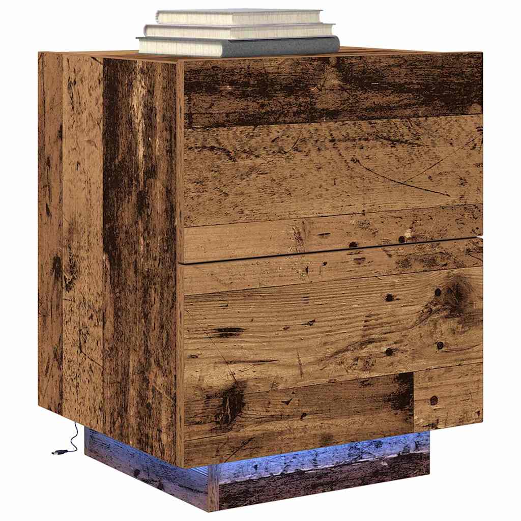 Šalia lovos spintelė su 2 pcs Senovinis medis 45 x 40 x 55 cm