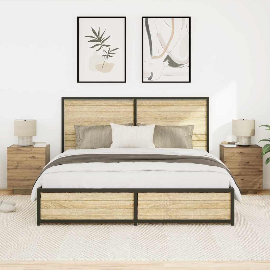 Šalia lovos spintelė 2 pcs Amatininkų ąžuolas 45 x 40 x 55 cm