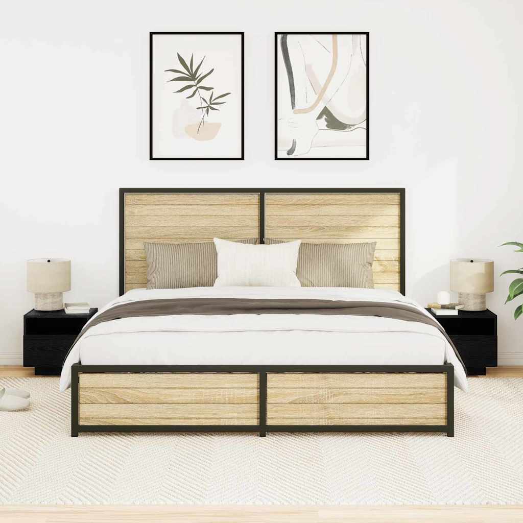 Naktinis staliukas 2 pcs juoda ąžuolo 40 x 39 x 37 cm