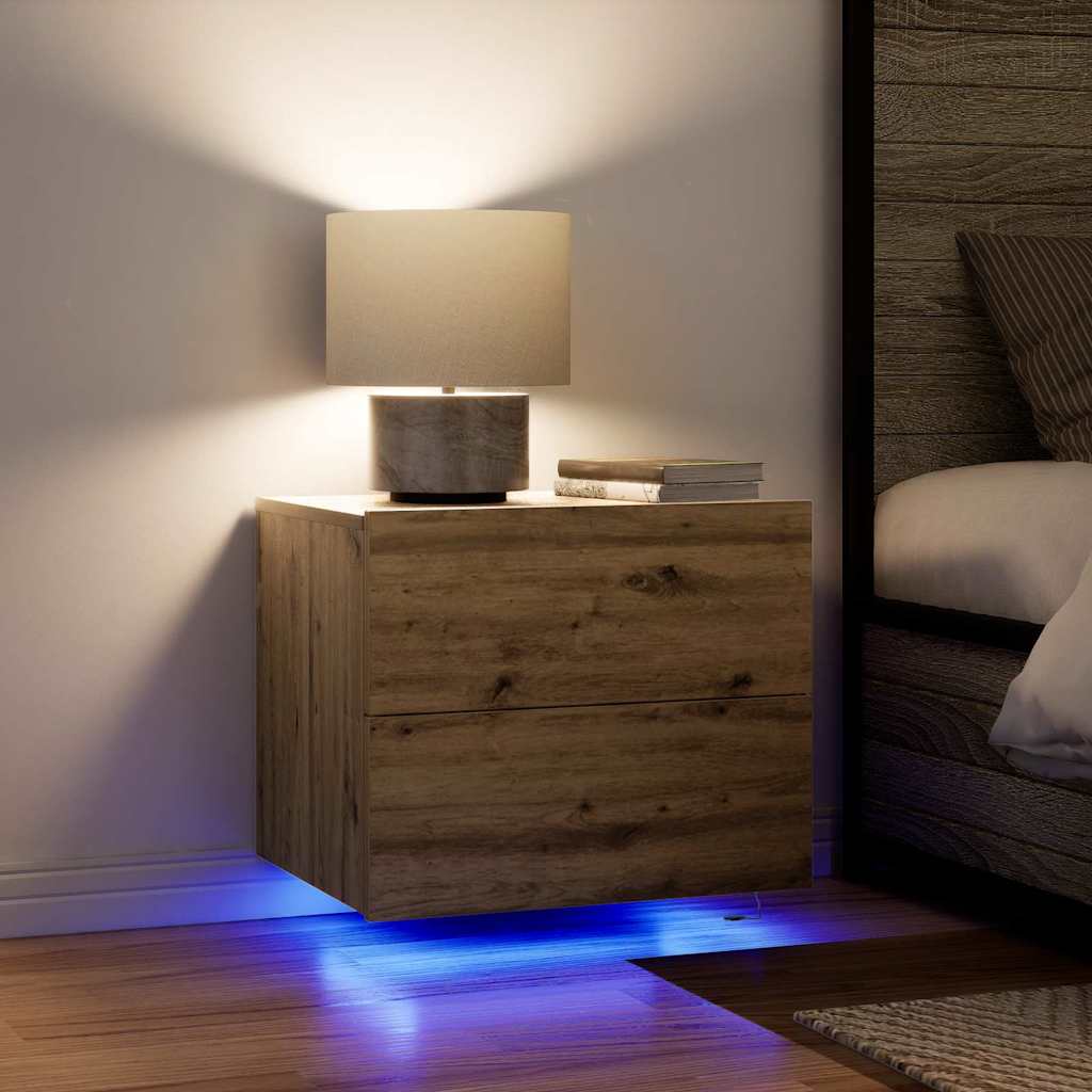 Sieninis naktinis staliukas su stalčių 2 pcs artisano ąžuolo