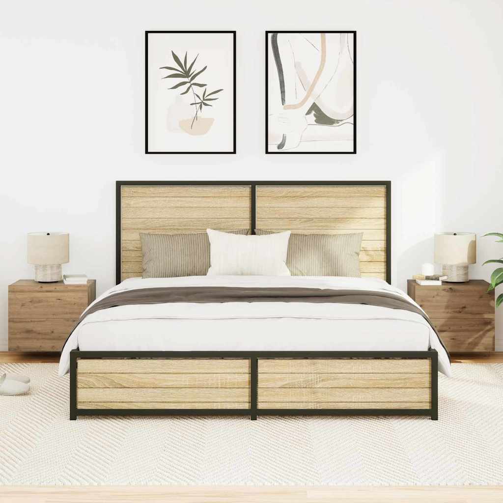 Sieninis naktinis staliukas su stalčių 2 pcs artisano ąžuolo