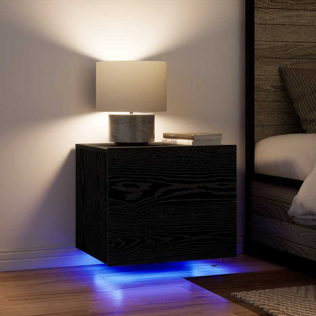 Sieninis naktinis staliukas 2 pcs juoda ąžuolo 50 x 39 x 41 cm