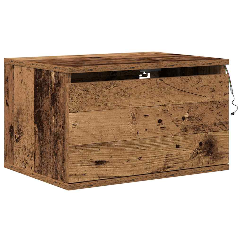 Sieninis naktinis staliukas su stalčių 2 pcs Senovinis medis