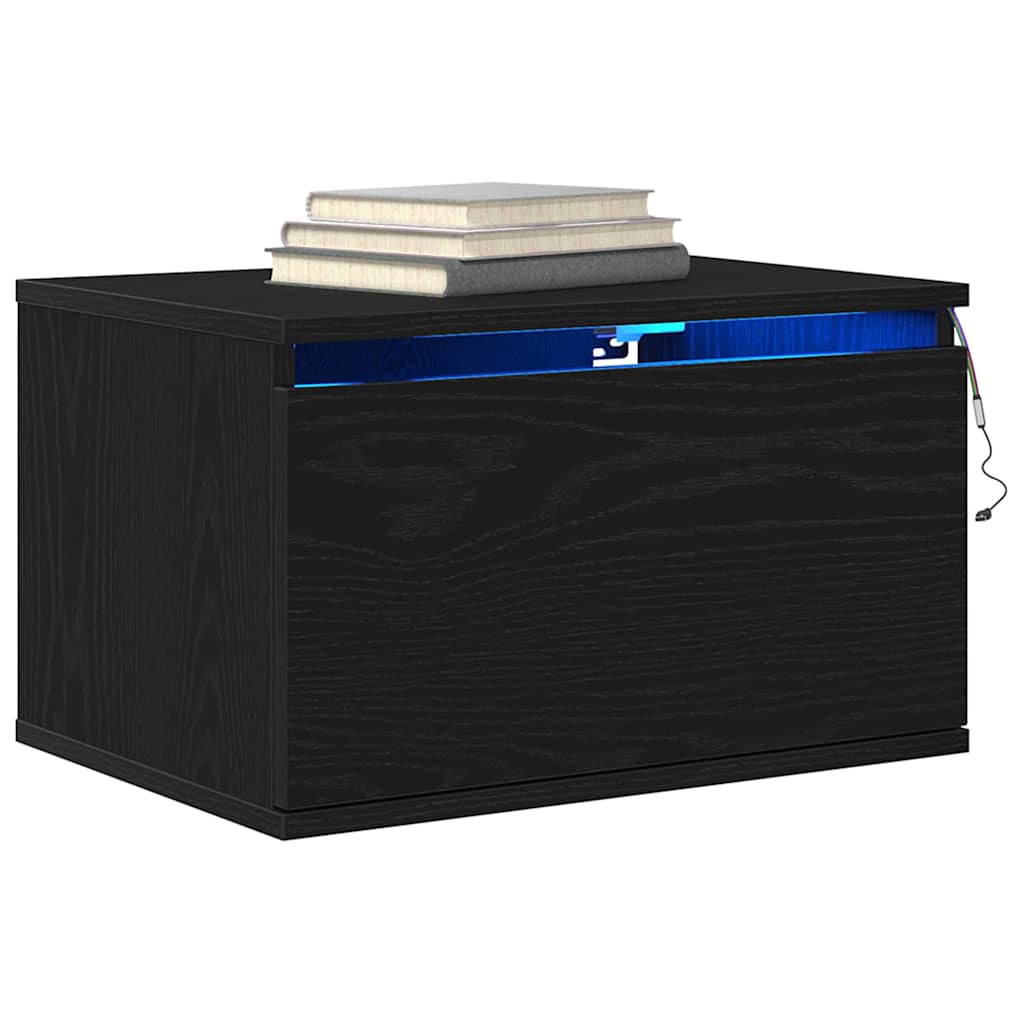 Sieninis naktinis staliukas su stalčių su 2 pcs Juodas ąžuolas