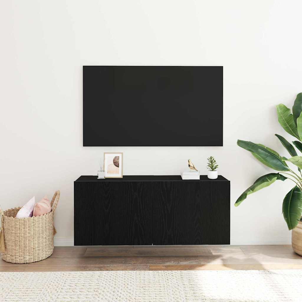 TV spintelių komplektas Juodas ąžuolas 100 x 30 x 41 cm