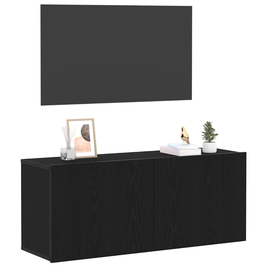 TV spintelių komplektas Juodas ąžuolas 100 x 30 x 41 cm