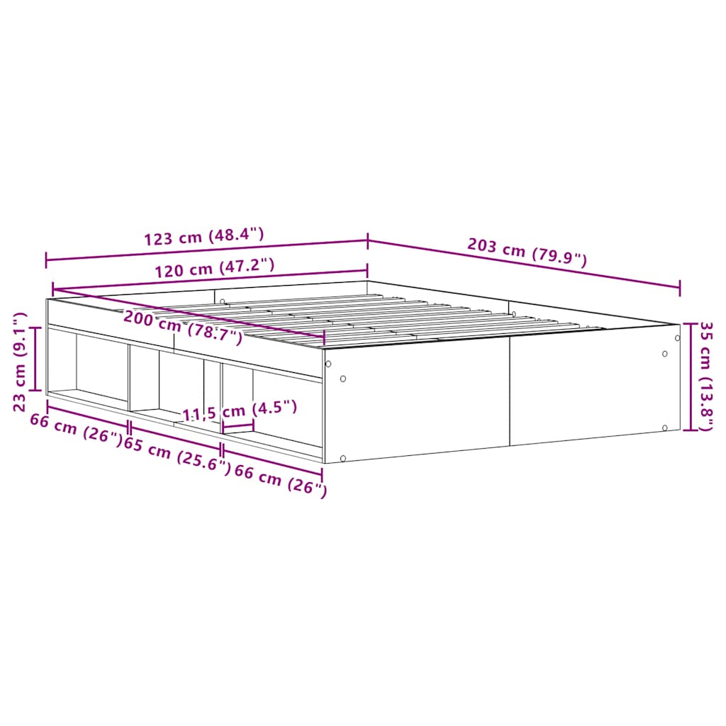 Lovos rėmas be čiužinio, 120x200 cm, apdirbta mediena