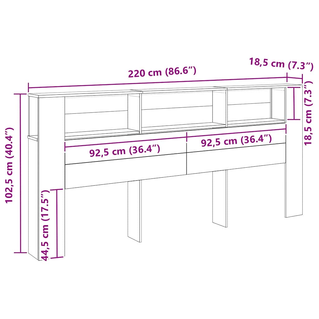 Galvūgalis su galvūgalio 220 x 18.5 x 102.5 cm