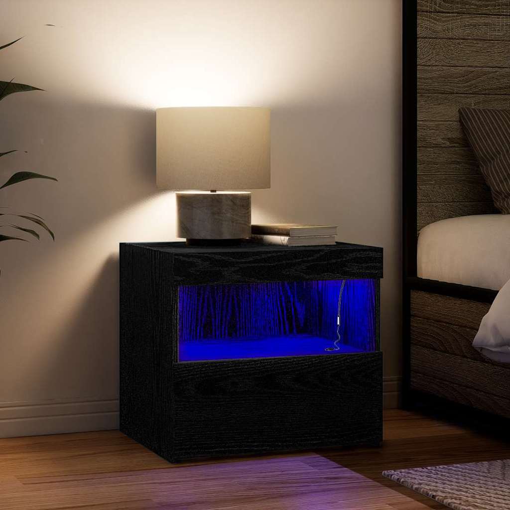 Naktinis staliukas 2 pcs juoda ąžuolo 50 x 40 x 45 cm