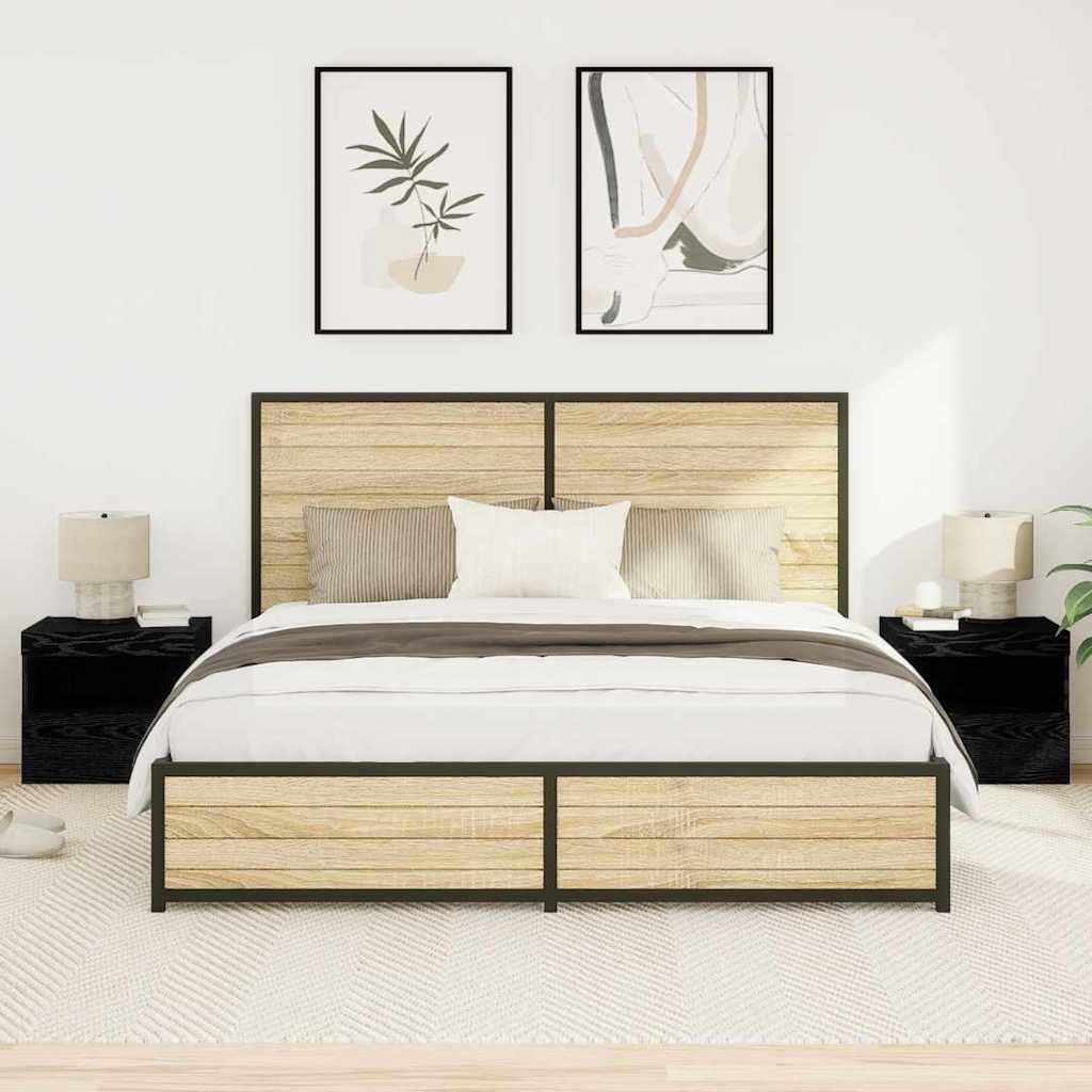 Naktinis staliukas 2 pcs juoda ąžuolo 50 x 40 x 45 cm