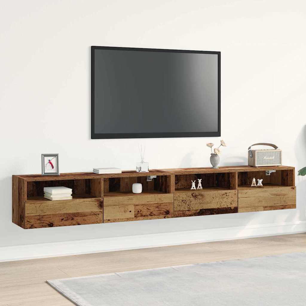 TV sieninė spintelė 2 pcs Senovinis medis 100 x 30 x 30 cm