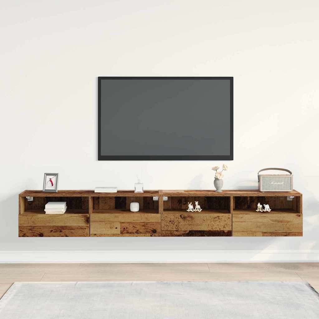 TV sieninė spintelė 2 pcs Senovinis medis 100 x 30 x 30 cm