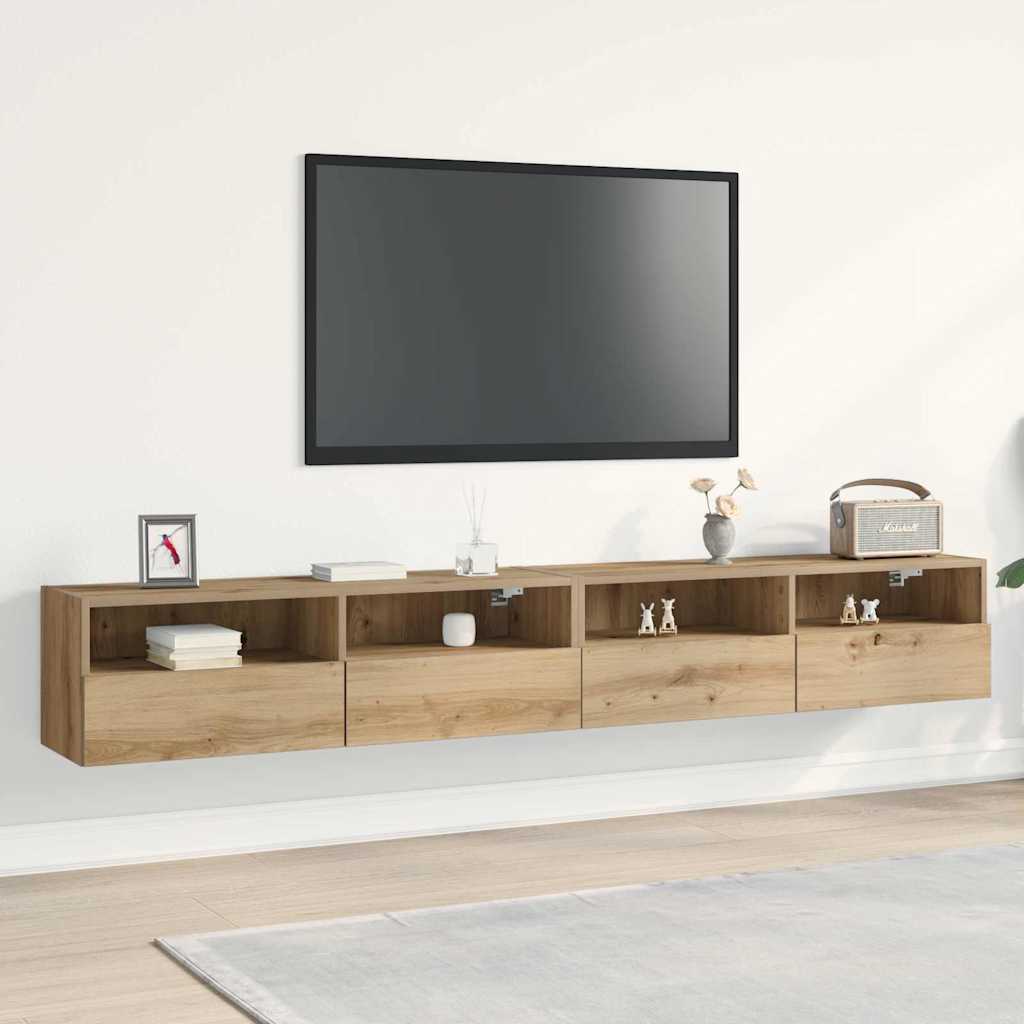 TV sieninė spintelė 2 pcs artisano ąžuolo 100 x 30 x 30 cm