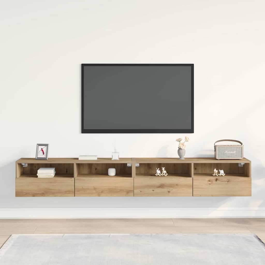 TV sieninė spintelė 2 pcs artisano ąžuolo 100 x 30 x 30 cm