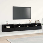 TV sieninė spintelė 2 pcs juoda ąžuolo 100 x 30 x 30 cm