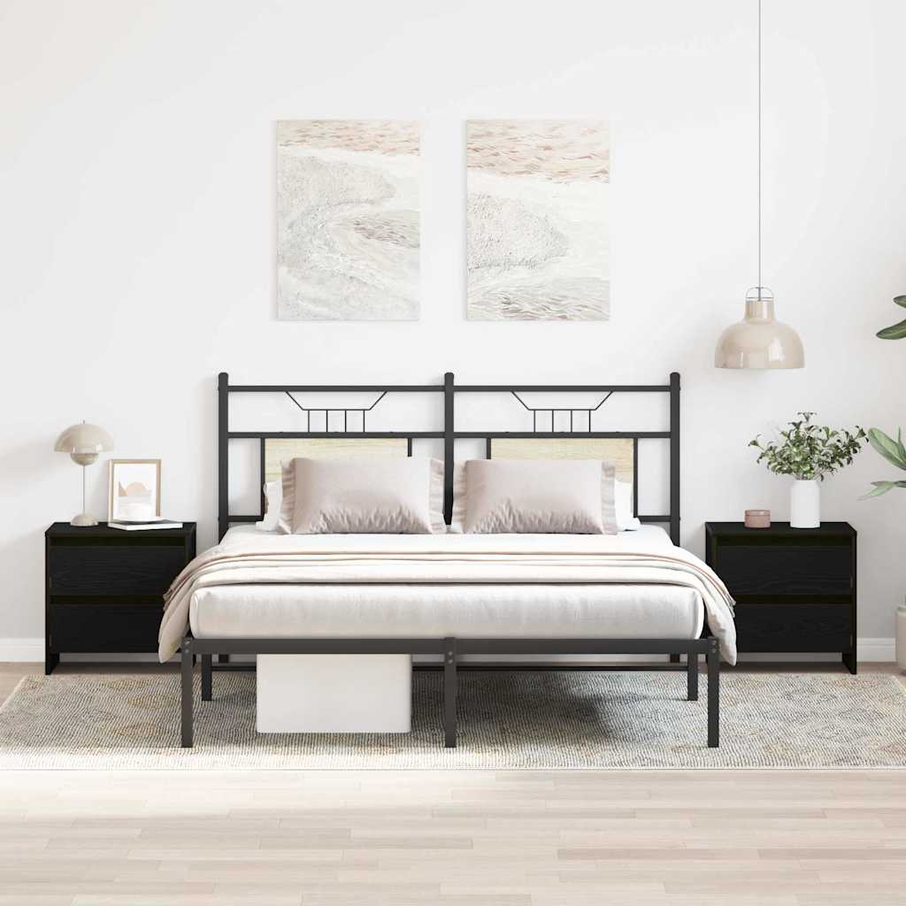 Šalia lovos spintelė 2 pcs juoda ąžuolo 45 x 34 x 44.5 cm