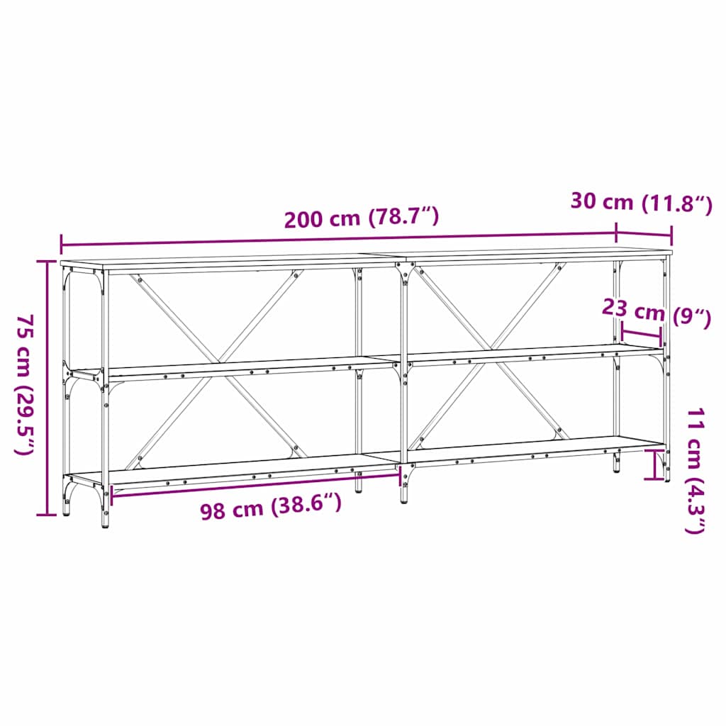 Konsolinis stalas Ruda 200 x 30 x 75 cm Apdirbta mediena