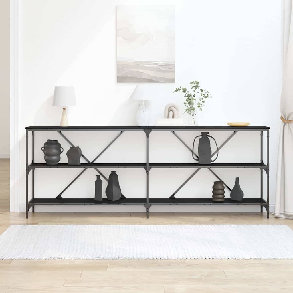 Konsolinis stalas Juoda 200 x 30 x 75 cm Apdirbta mediena