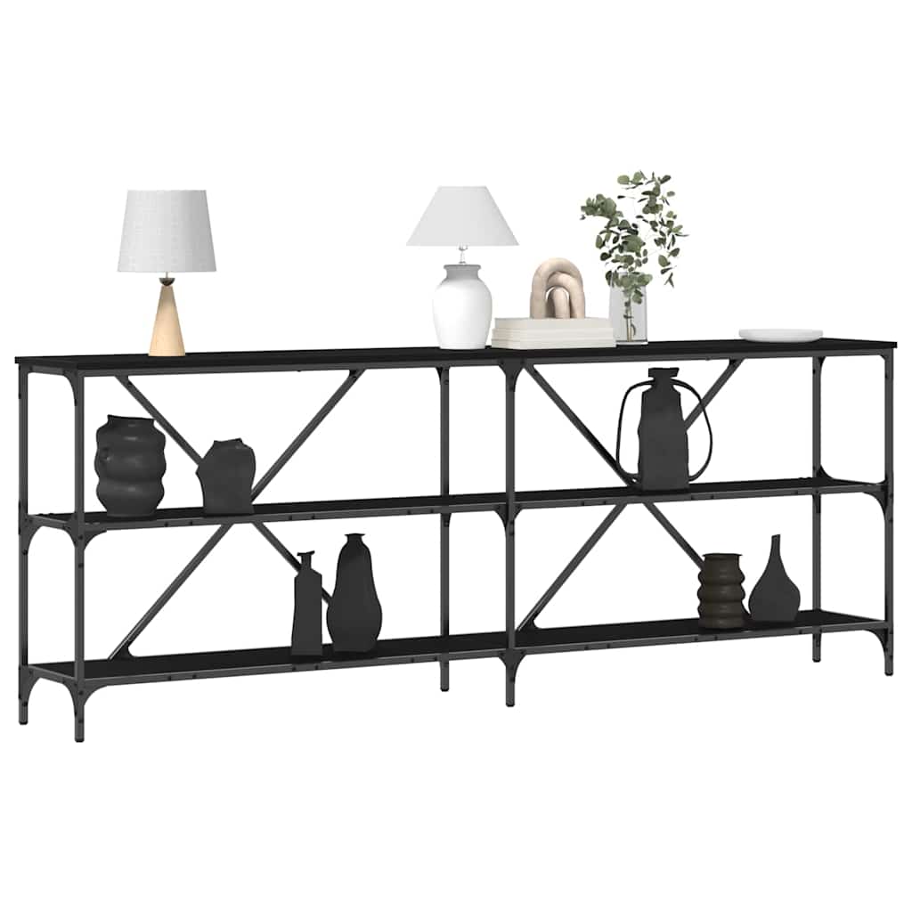 Konsolinis stalas Juoda 200 x 30 x 75 cm Apdirbta mediena