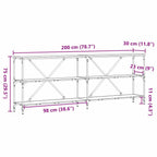 Konsolinis stalas Juoda 200 x 30 x 75 cm Apdirbta mediena