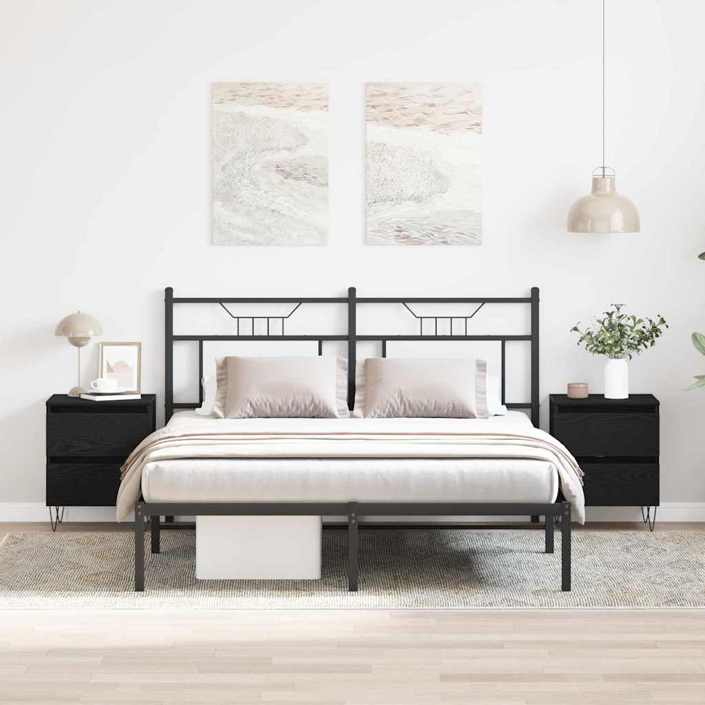 Šalia lovos spintelė 2 pcs juoda ąžuolo 40 x 35 x 50 cm