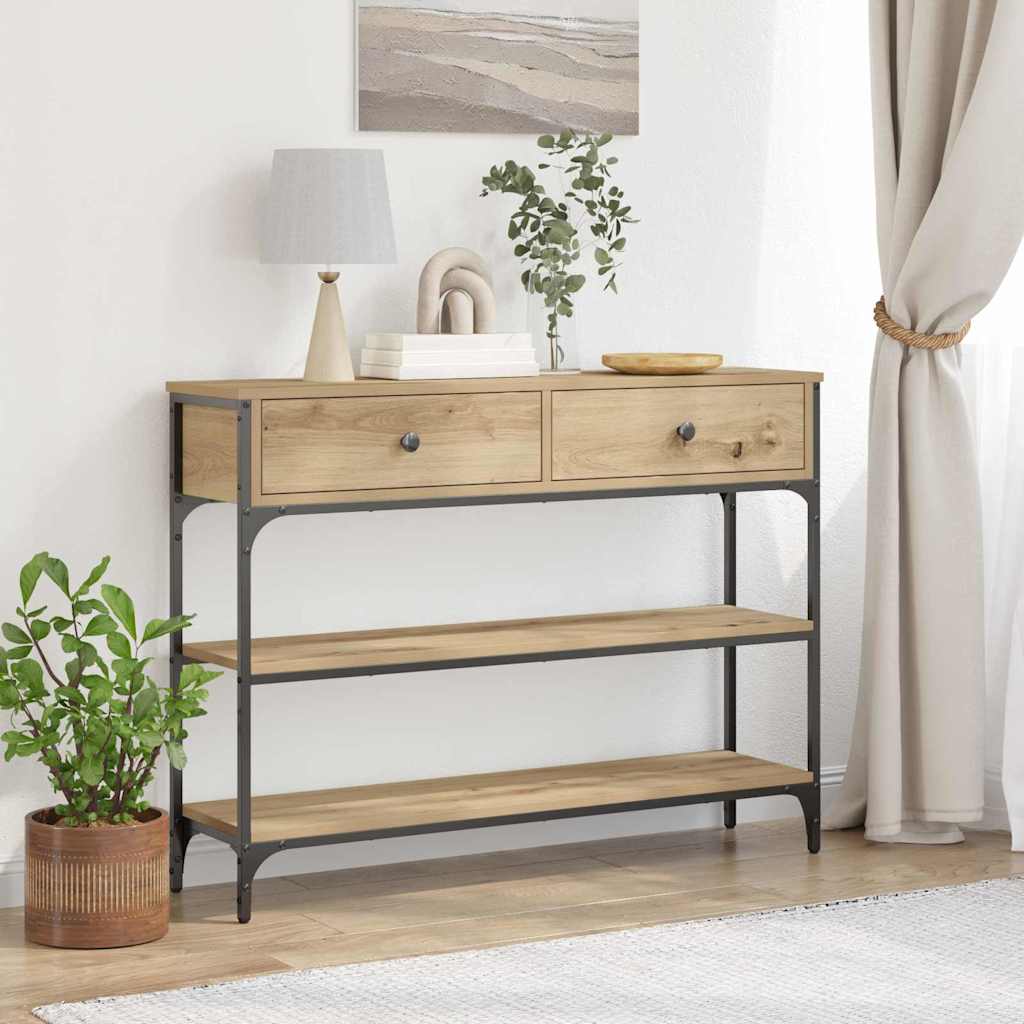 Konsolinis stalas su stalčių artisano ąžuolo 100 x 25 x 75 cm