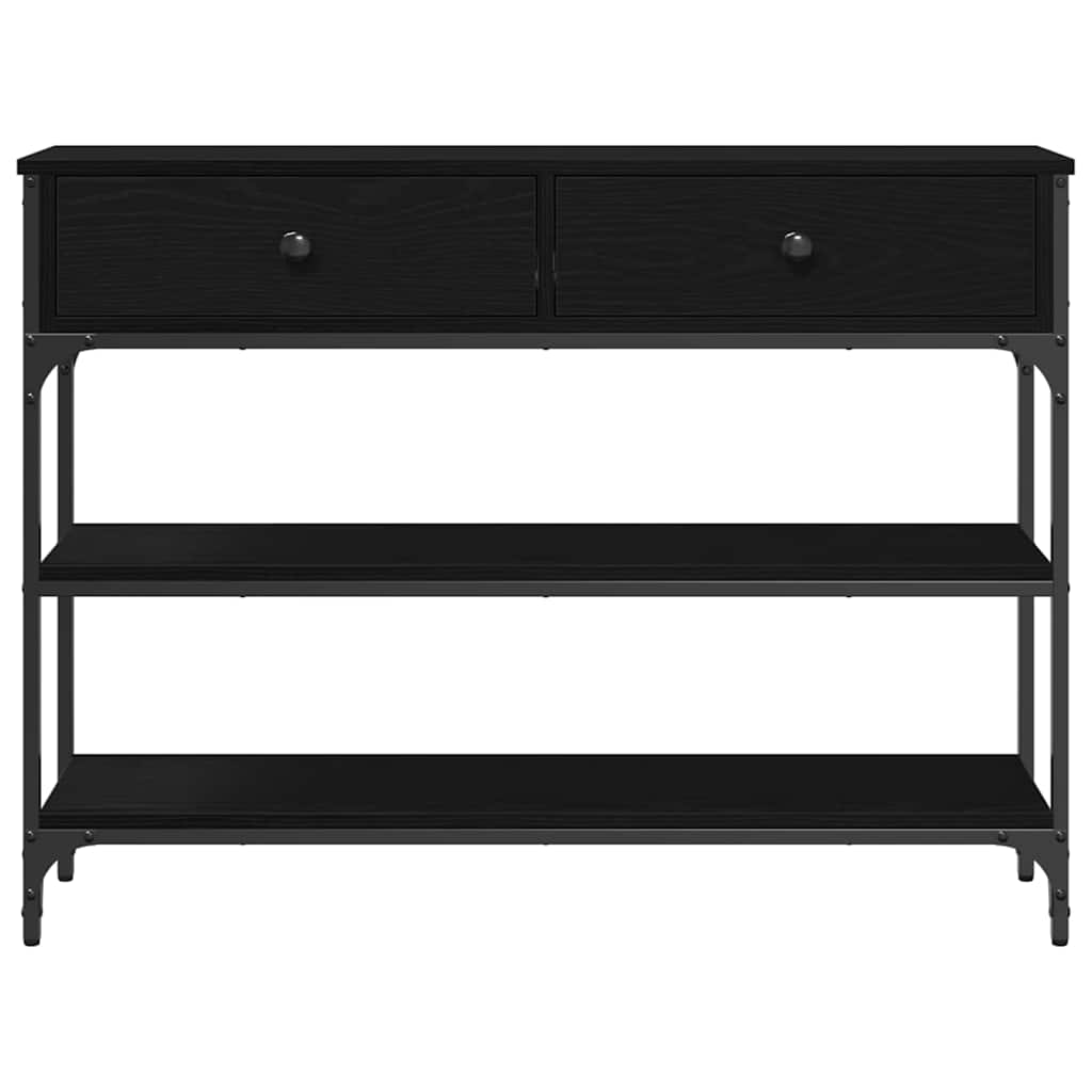 Konsolinis stalas su stalčių juoda ąžuolo 100 x 25 x 75 cm