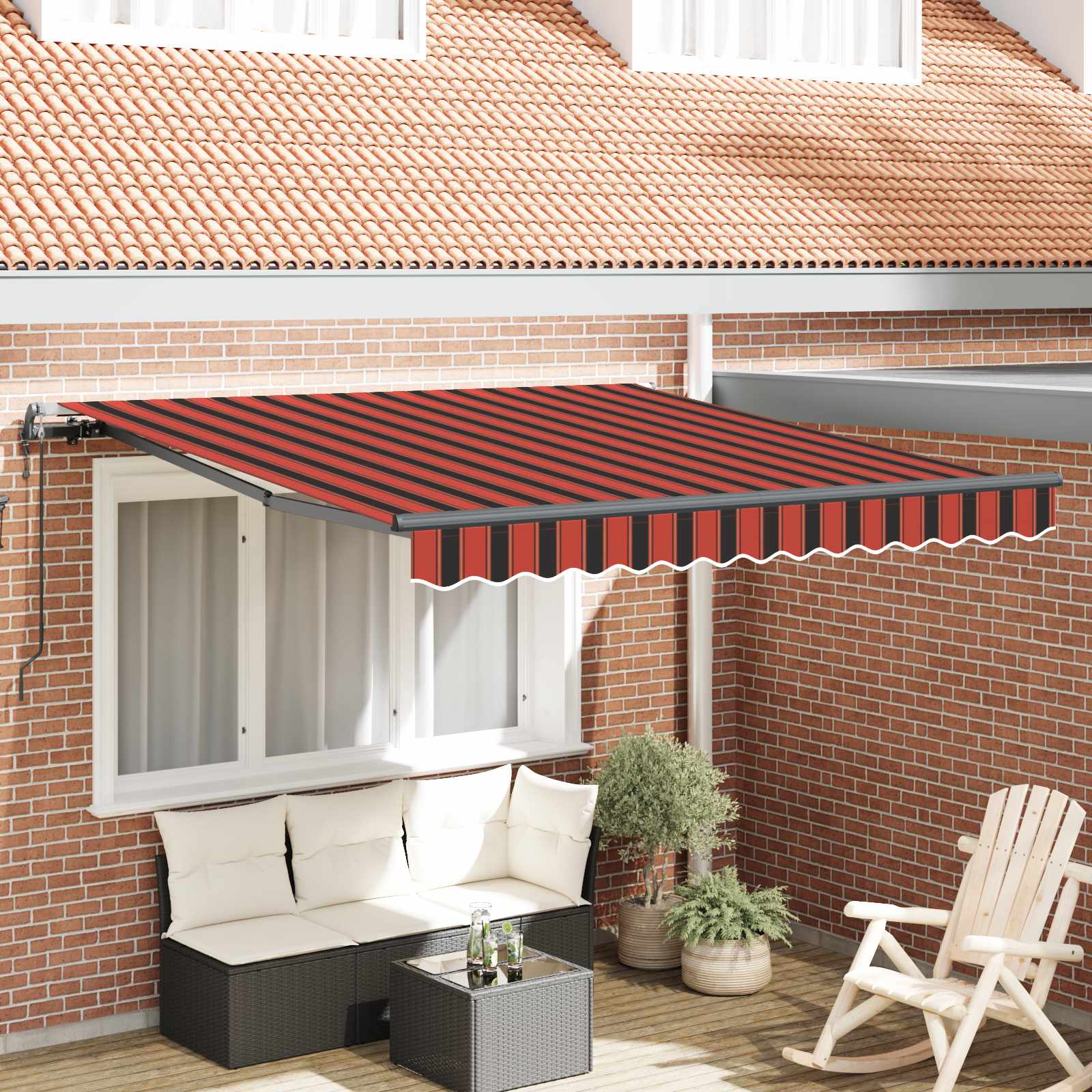 Ištraukiama markizė Raudona ir Juoda 350 x 250 cm