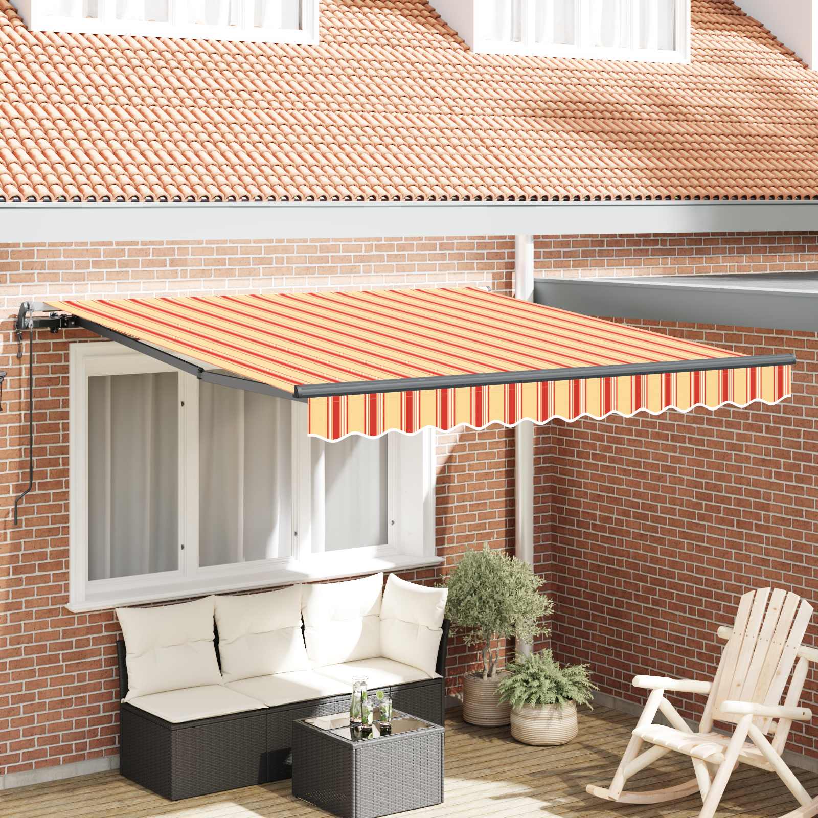 Ištraukiama markizė Raudona ir Juoda 350 x 250 cm
