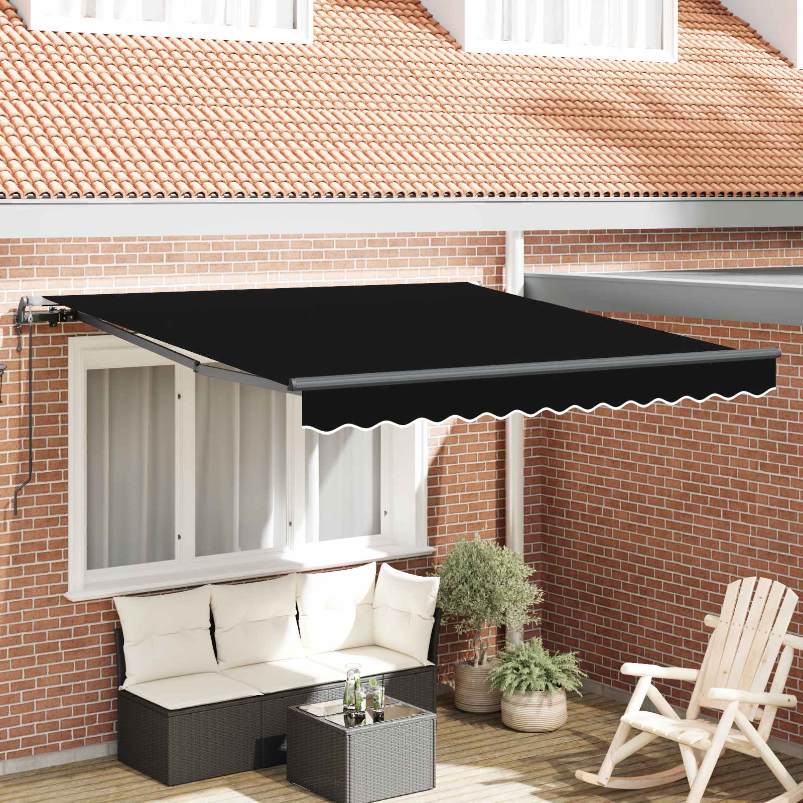 Ištraukiama markizė Raudona ir Juoda 350 x 250 cm