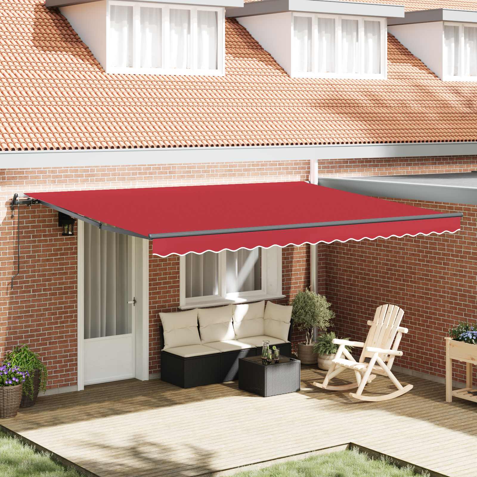 Ištraukiama markizė Raudona ir Juoda 350 x 250 cm
