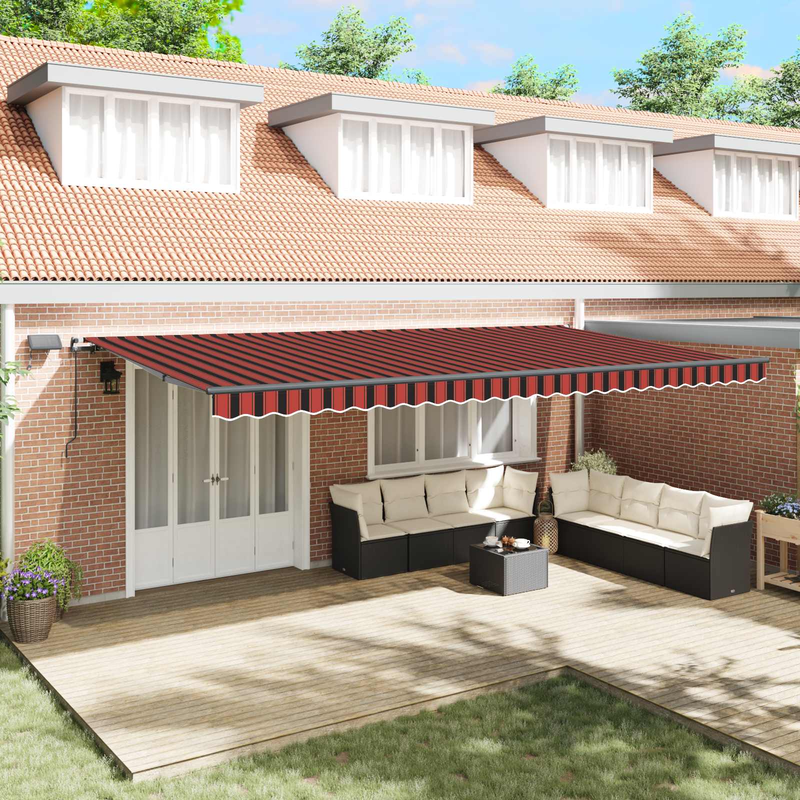 Ištraukiama markizė oranžinė ir ruda 300 x 250 cm audinys