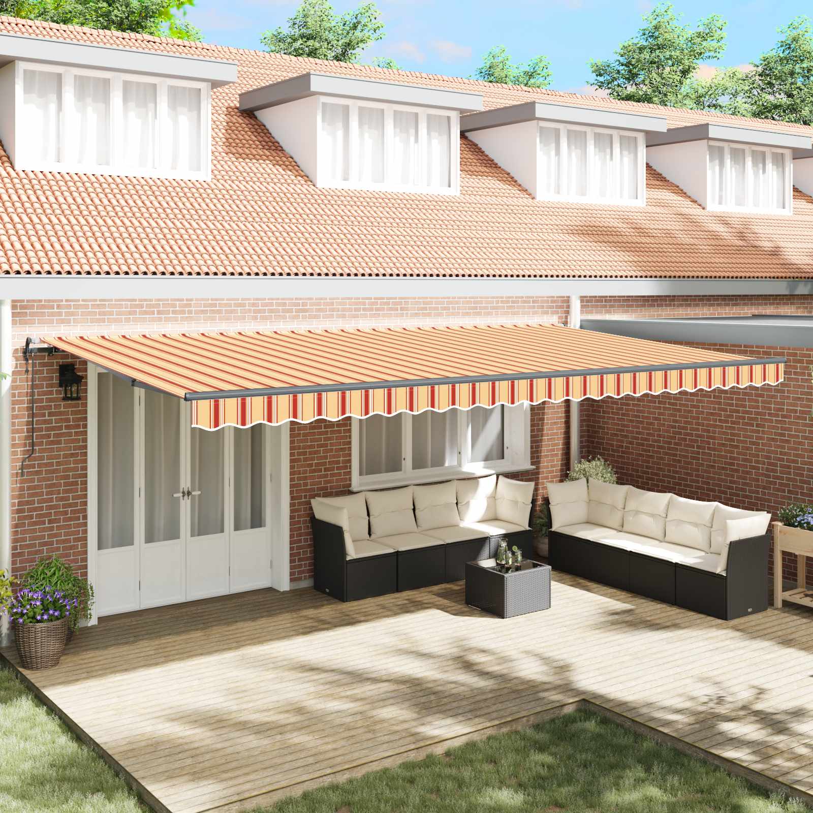 Ištraukiama markizė Raudona ir Juoda 350 x 250 cm